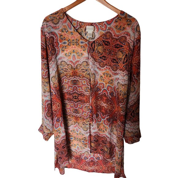Chico's Women’s‎ Paisley Tunic Top Boho Floral Mandala Blouse size XXL 20 22 - Picture 6 of 14